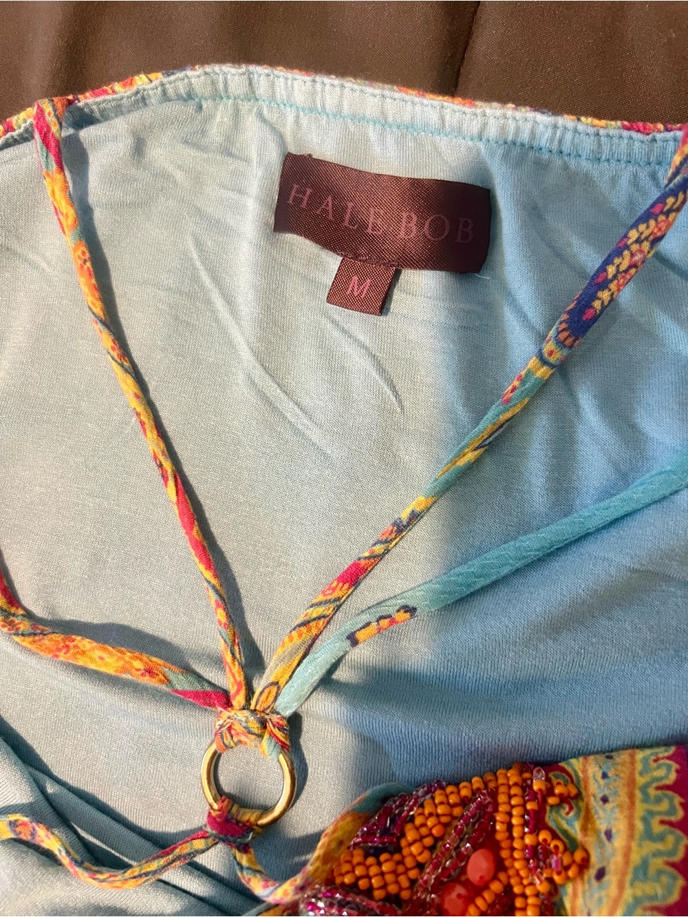 Hale Bob Turquoise Paisley-Print Spaghetti-Strap Maxi Dress - Picture 8 of 8
